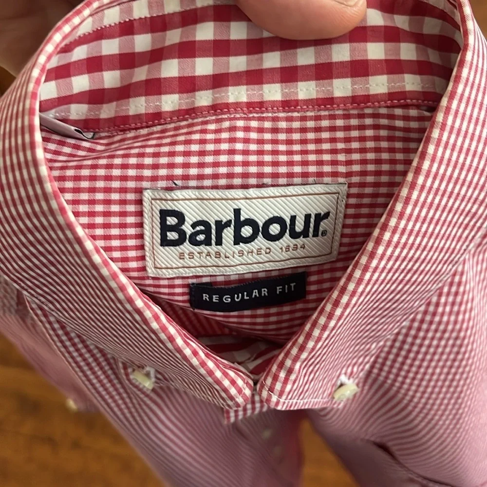 Barbour plaid Mens Buttons down Shirt Short Sleeves Size S - Picture 10 of 13